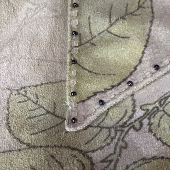 Suede-like leaf pattern Jane Doe brand Shirt with Pearl Snap buttons Size L - Picture 5 of 15